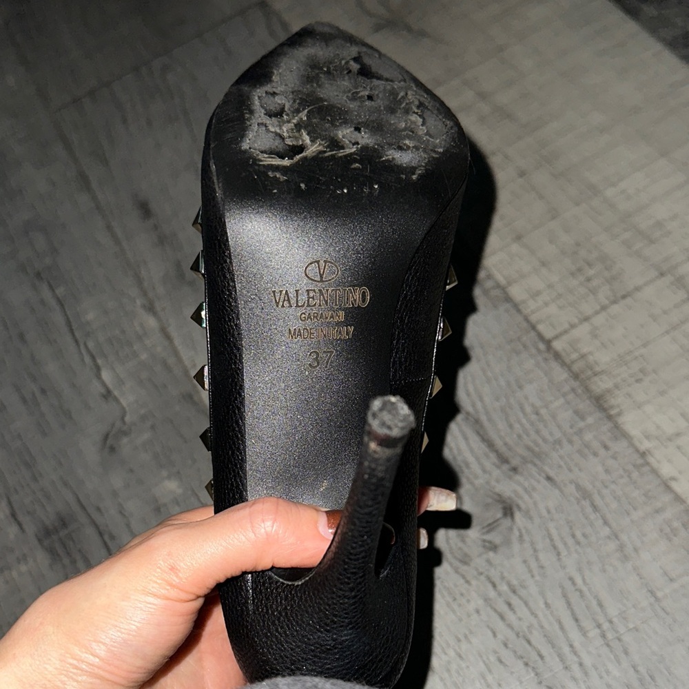 Valentino Black and Gold Studded Heels - Picture 4 of 5